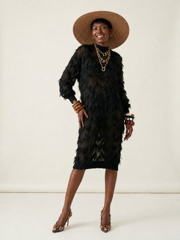 Audacious Tasseled Mesh Midi Dress