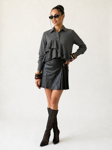 Daring Ruffled Striped Blouse