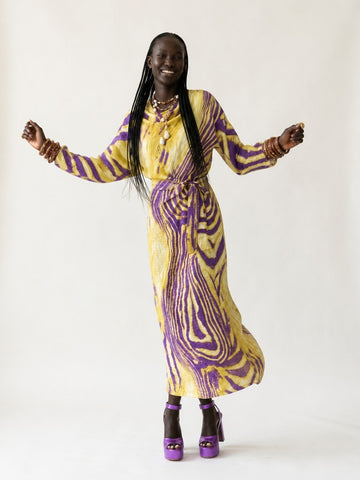 Vibrant Abstract Print Maxi Dress