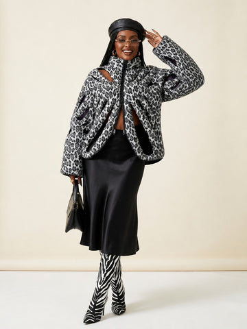 Fierce Leopard Hollow Out Parka