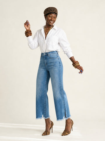 Free Spirit Frayed Wide Leg Jeans