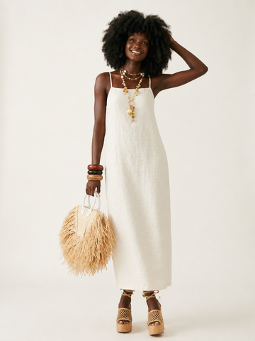 Grounded Linen Sleeveless Maxi Dress