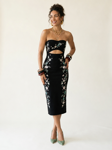 Radiant Embroidered Mesh Tube Dress