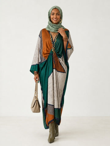 Free Spirit Printed Deep V-Neck Kaftan
