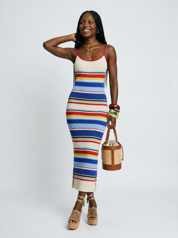 Vibrant Striped Knit Maxi Dress
