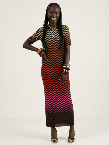 Vibrant Striped Midi Knit Dress