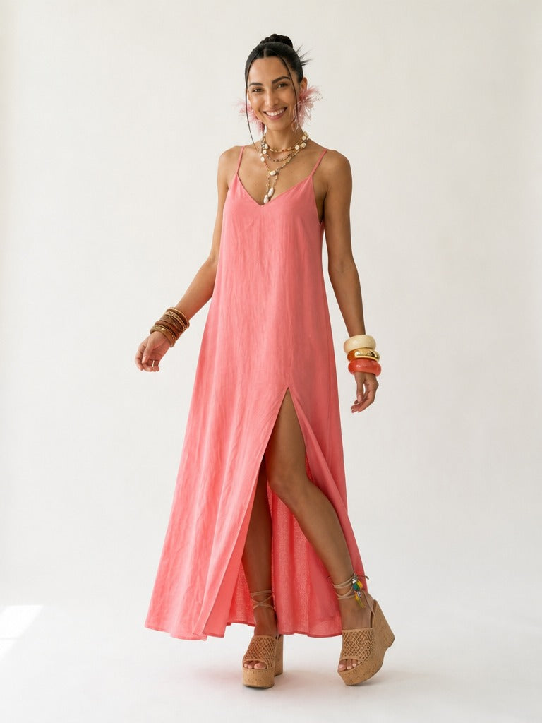 Liberated Flowing Slit Maxi Dress