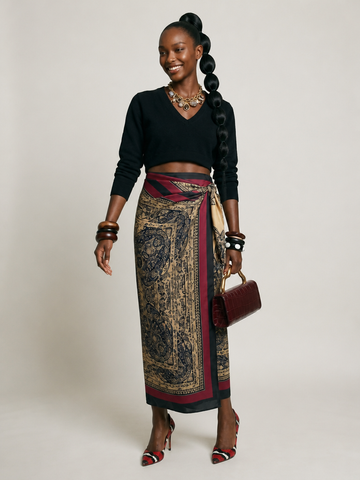 Wanderlust Paisley Wrap Midi Skirt