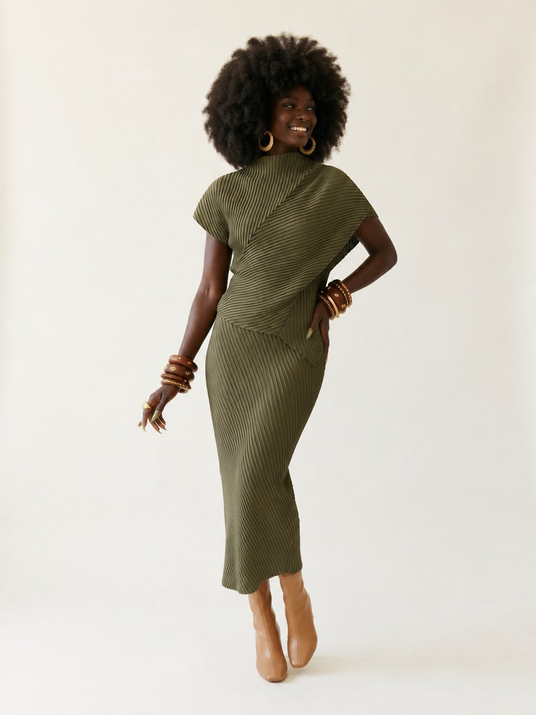Boundless Irregular Pleated Two-Piece Set
