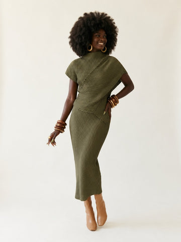 Boundless Irregular Pleated Two-Piece Set