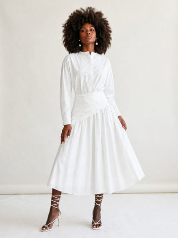 Radiant Pearl Pleated Two-Piece Set