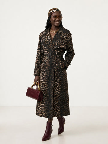 Fierce Leopard Oversized Trench Coat