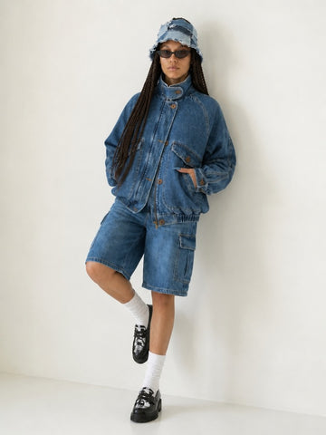 Fearless Vintage Denim Bomber Jacket