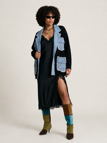 Untamed Denim Patchwork Cardigan