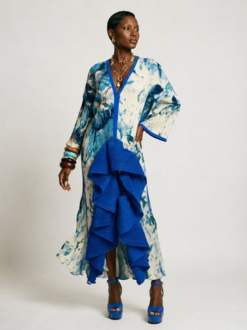 Wanderlust Pleated Ruffle Kaftan Dress