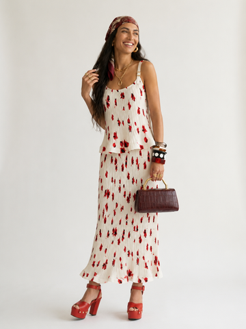 Free Spirit Pleated Floral Two-Piece Set