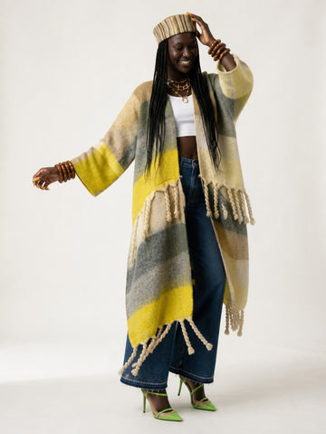 Wanderlust Fringed Geometric Kimono