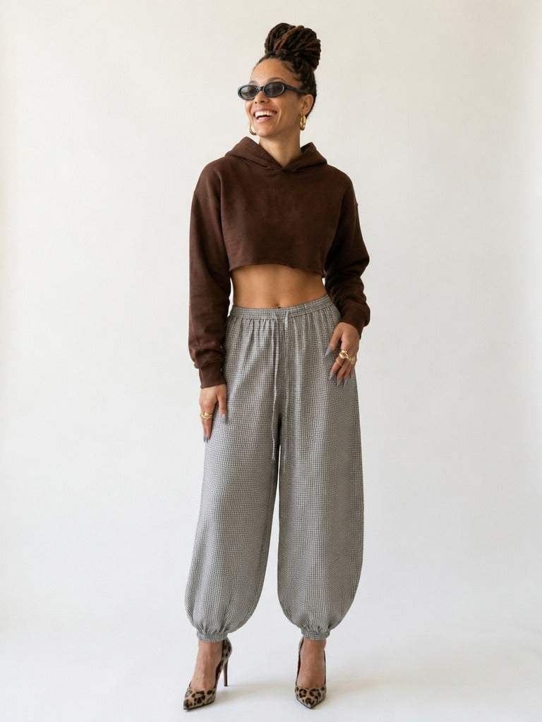 Grounded Gingham Wide Leg Pants