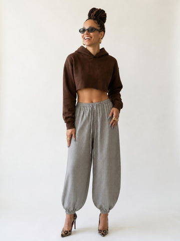 Grounded Gingham Wide Leg Pants