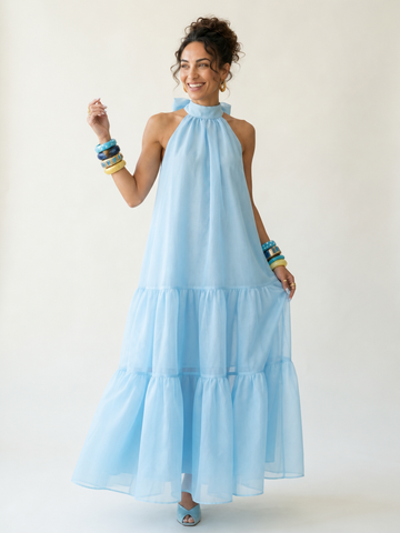 Radiant Halter Tiered Maxi Dress