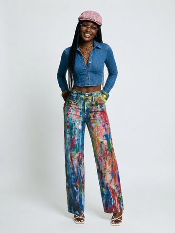 Vibrant Painted Wide-Leg Pants