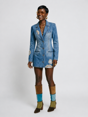 Daring Beaded Denim Jacket