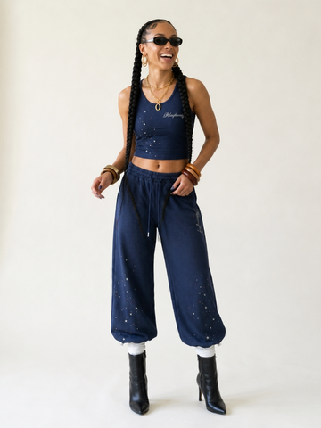Radiant Rhinestone Wide-Leg Trousers