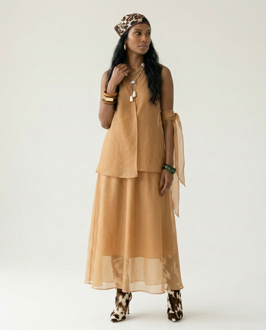 Liberated Sheer V-Neck Two-Piece Set