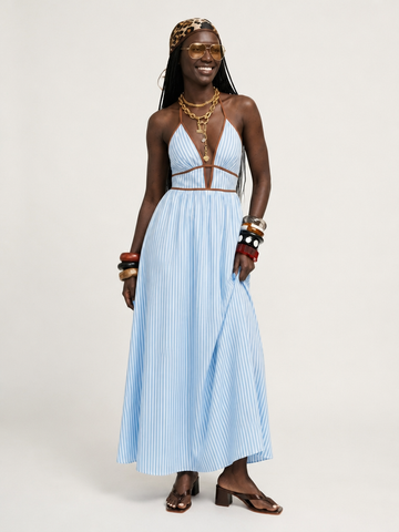 Wanderlust Striped Halter Maxi Dress