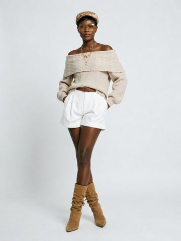 Grounded Knit Off-Shoulder Pullover