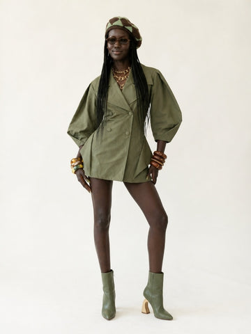 Audacious Double-Breasted Puff Sleeve Jacket