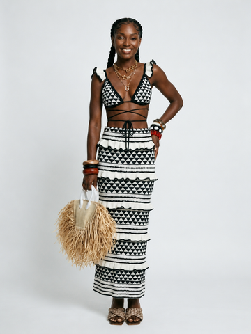 Wanderlust Striped Knit Ruffle Set