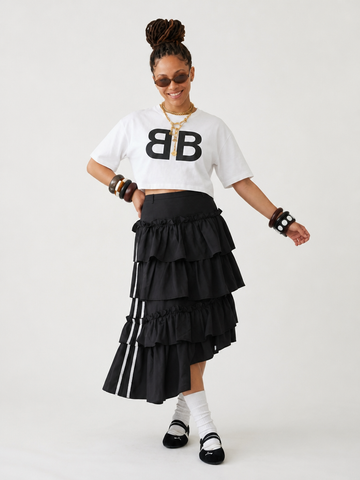 Audacious Tiered Ruffle Midi Skirt