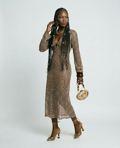 Radiant Sequined V-Neck Maxi Dress