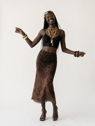 Fierce Leopard Sheer Midi Skirt