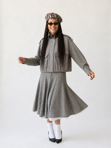 Sovereign Checked Zipper Skirt Set
