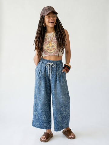 Boundless Printed Denim Wide Leg Jeans