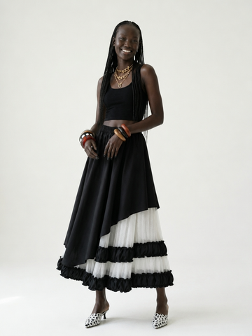 Sovereign Patchwork Mesh Midi Skirt