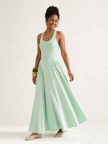 Grounded Ruched Jersey Maxi Dress