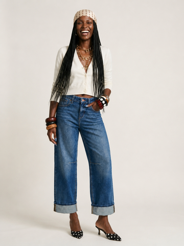 Free Spirit Cuffed Barrel Jeans