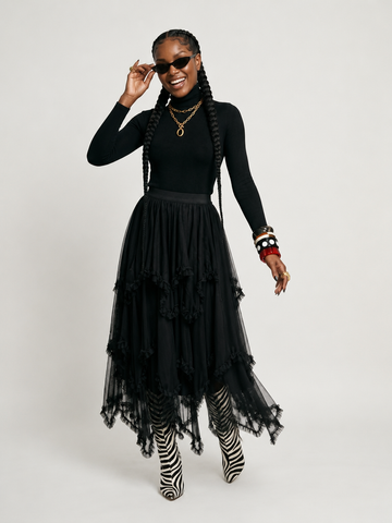 Audacious Asymmetrical Mesh Skirt