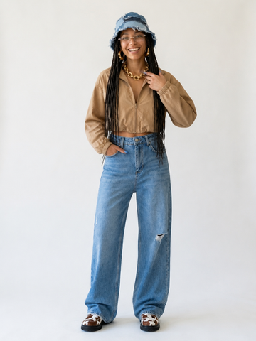 Untamed Distressed Wide Leg Jeans