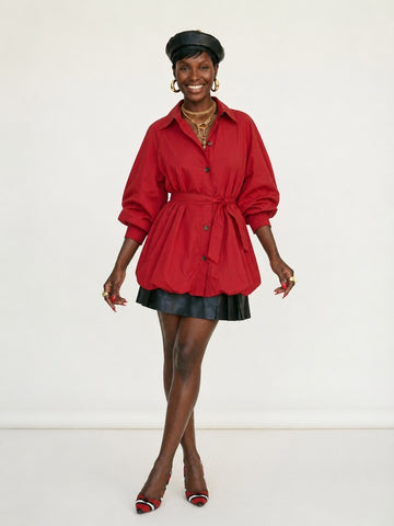 Audacious Cinched Red Trench Coat
