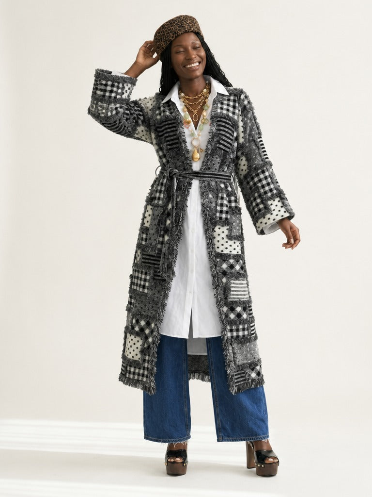 Unique Patchwork Knit Kimono
