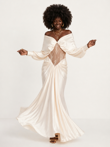 Elegant Lace Spliced Maxi Dress