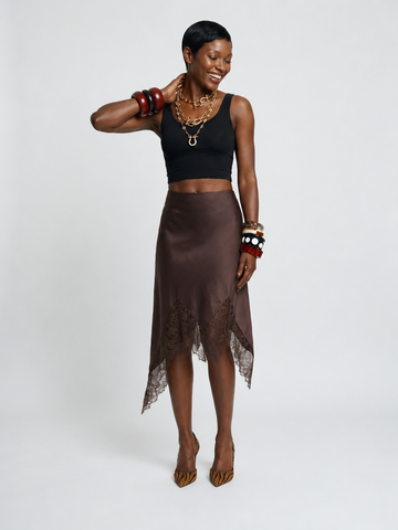 Ethereal Lace Patchwork Midi Skirt