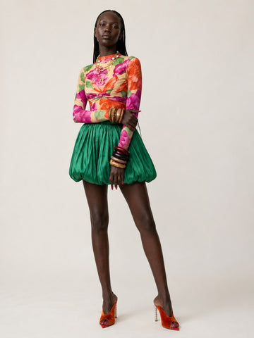 Vibrant Floral Ruched Mini Set