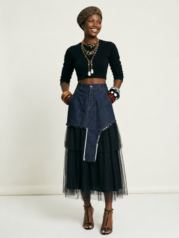Sovereign Denim Mesh Maxi Skirt