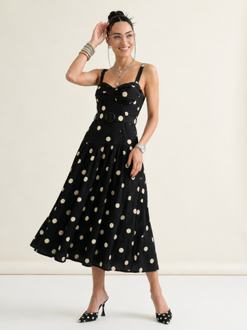Confident Polka Dot Midi Dress