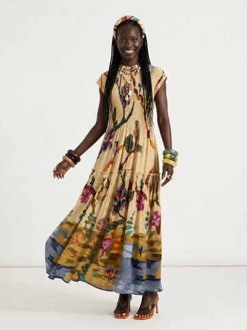 Wanderlust Printed Tiered Maxi Dress